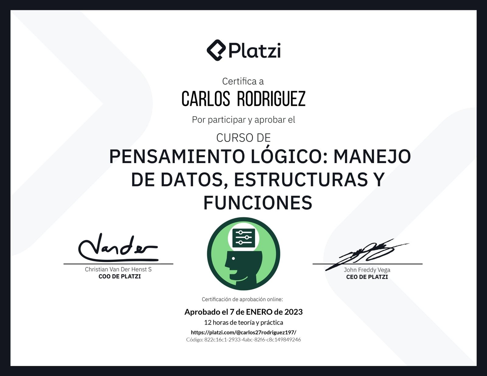 Certificado de pensamiento lógico y estructuras